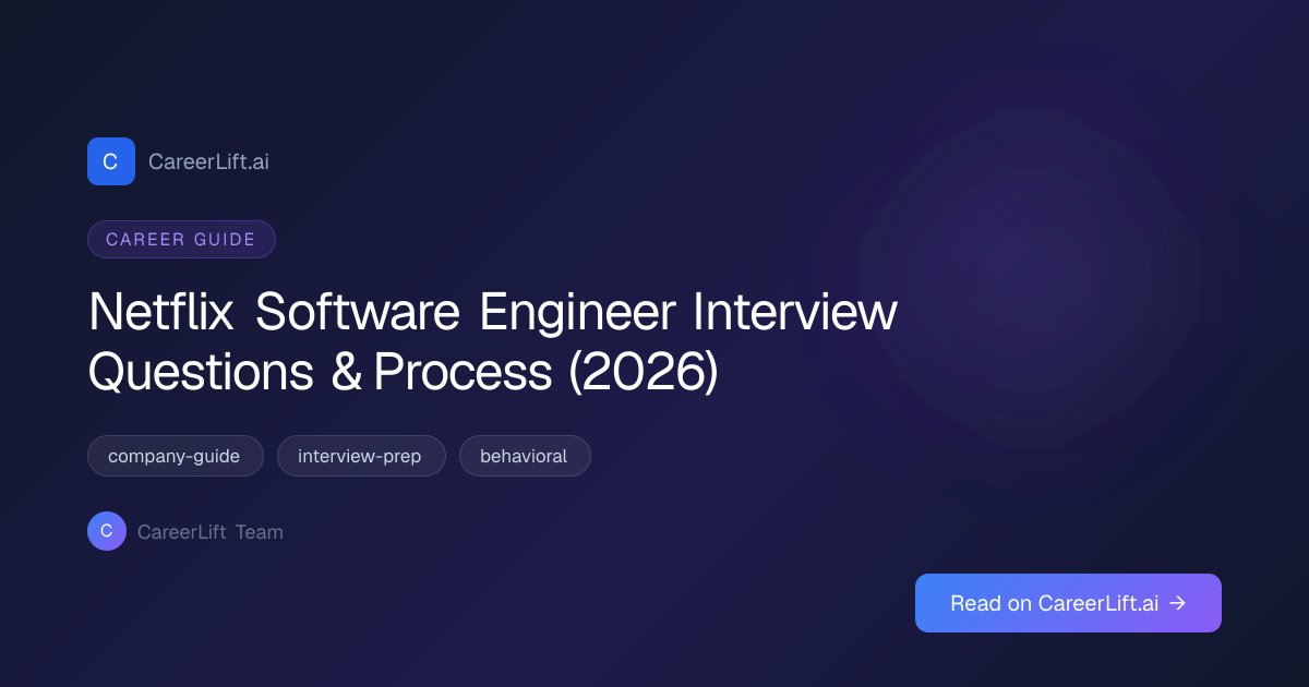 Netflix Software Engineer Interview Questions & Process (2026 ...